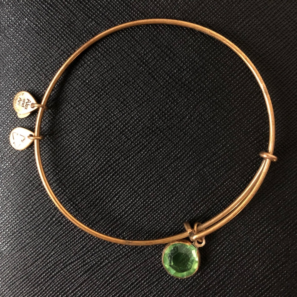 Alex and Ani Adjustable Bracelet w Green Gemstone